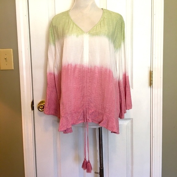 CATO OMBRE TUNIC TOP SZ 18/20 TASSEL DRAWSTRING - Picture 1 of 11